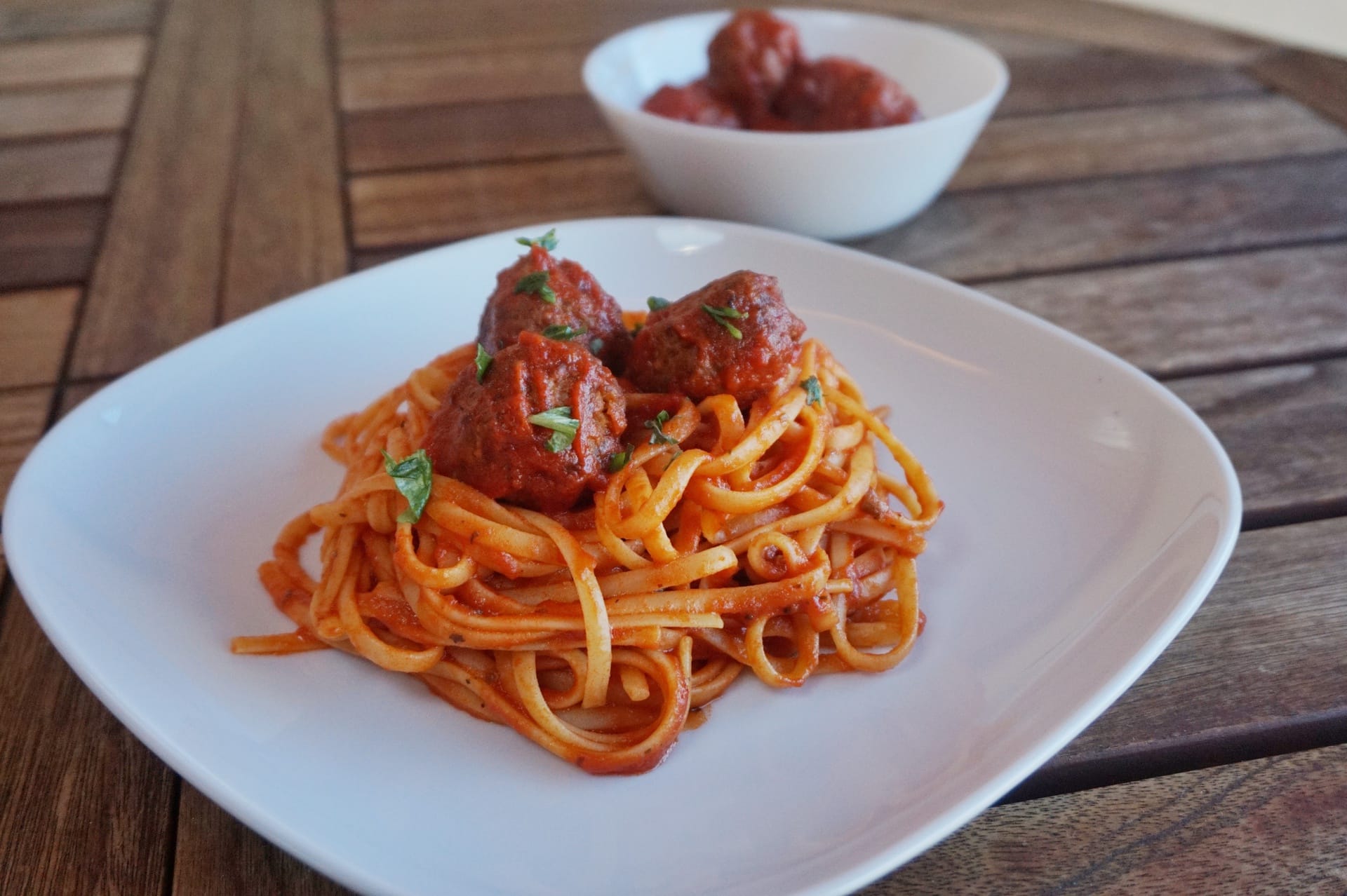 Polpette al Basilico with Spaghetti Pomodoro